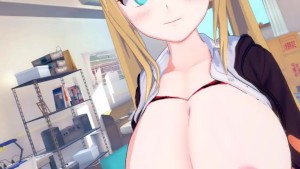 【エロゲーコイカツ！VRver】金髪爆乳ツインテールにおっぱい揉みまくりエッチ！【Hentai3DCG Koikatsu anime】blonde big breast massage H
